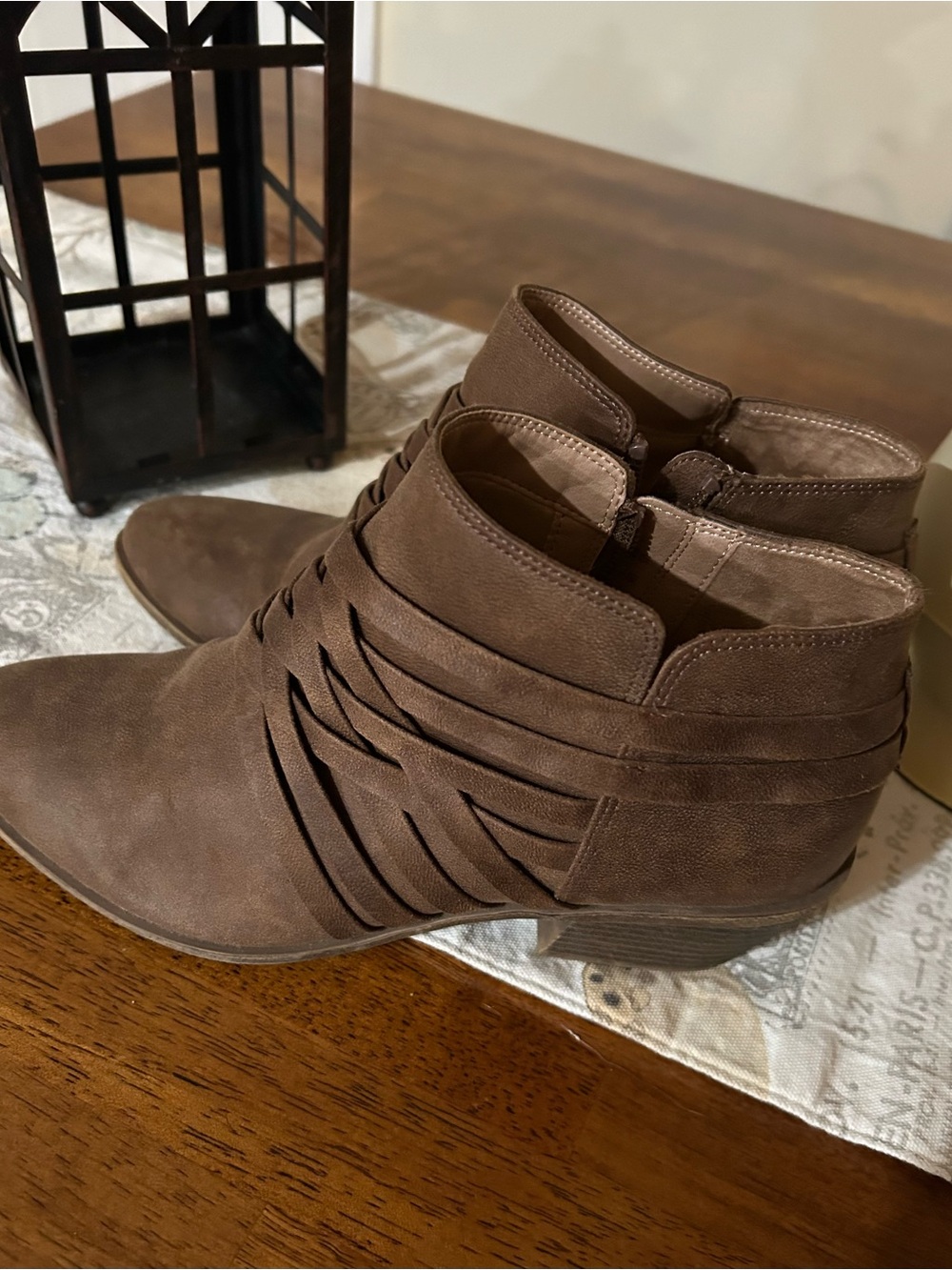 LifeStride Light Brown Man Made Leather Slip-On Ankle Boots Size 9W